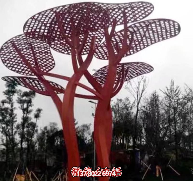 兒童安全游樂園，不銹鋼網(wǎng)格樹雕塑裝置