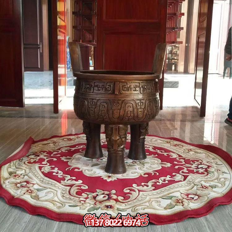 純銅鼎仿古香爐擺件，圓潤家居裝飾
