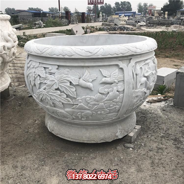 精美大型浮雕蓮花養魚石缸，讓你的庭院更加美麗