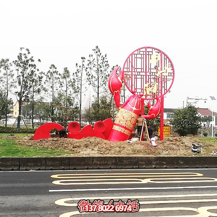 大型玻璃鋼龍蝦模型雕塑，裝飾城市街道邊