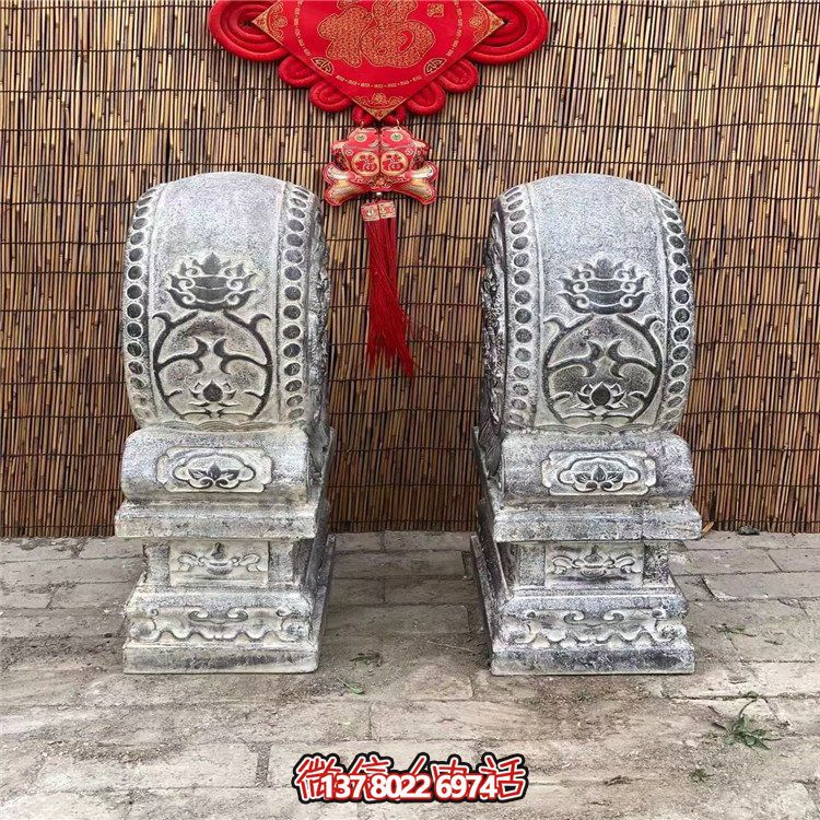 青石仿古抱鼓石，大理石古建大門門墩